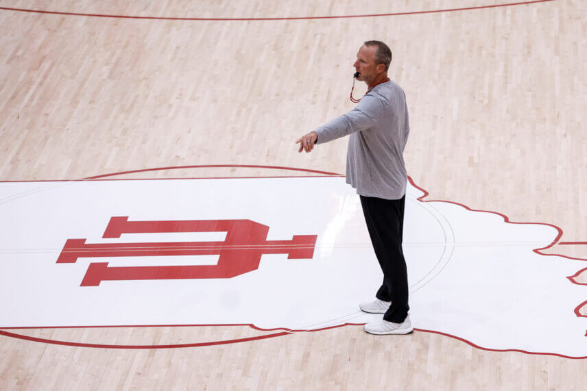 Darian DeVries at IU basketball practice.