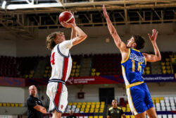 Vaughn Karvala attempts a shot at the FISU America Games.