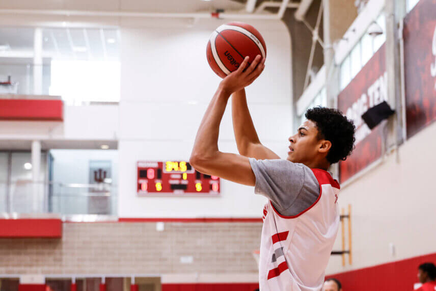 Trevor Manhertz attempts a shot.