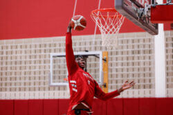 Aiden Sherrell goes up for a dunk.