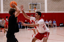 Samet Yigitoglu guards the ball.