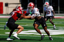 Ryland Gandy at IU football fall camp.