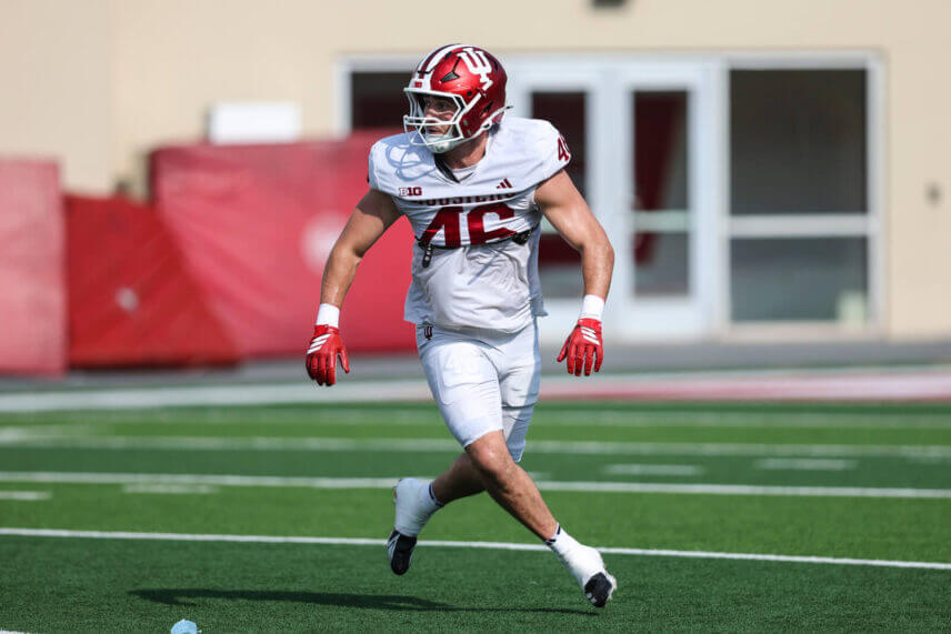 Isaiah Jones at IU football fall camp.