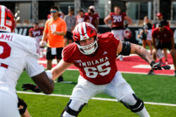 IU football's Carter Smith at fall camp practice.
