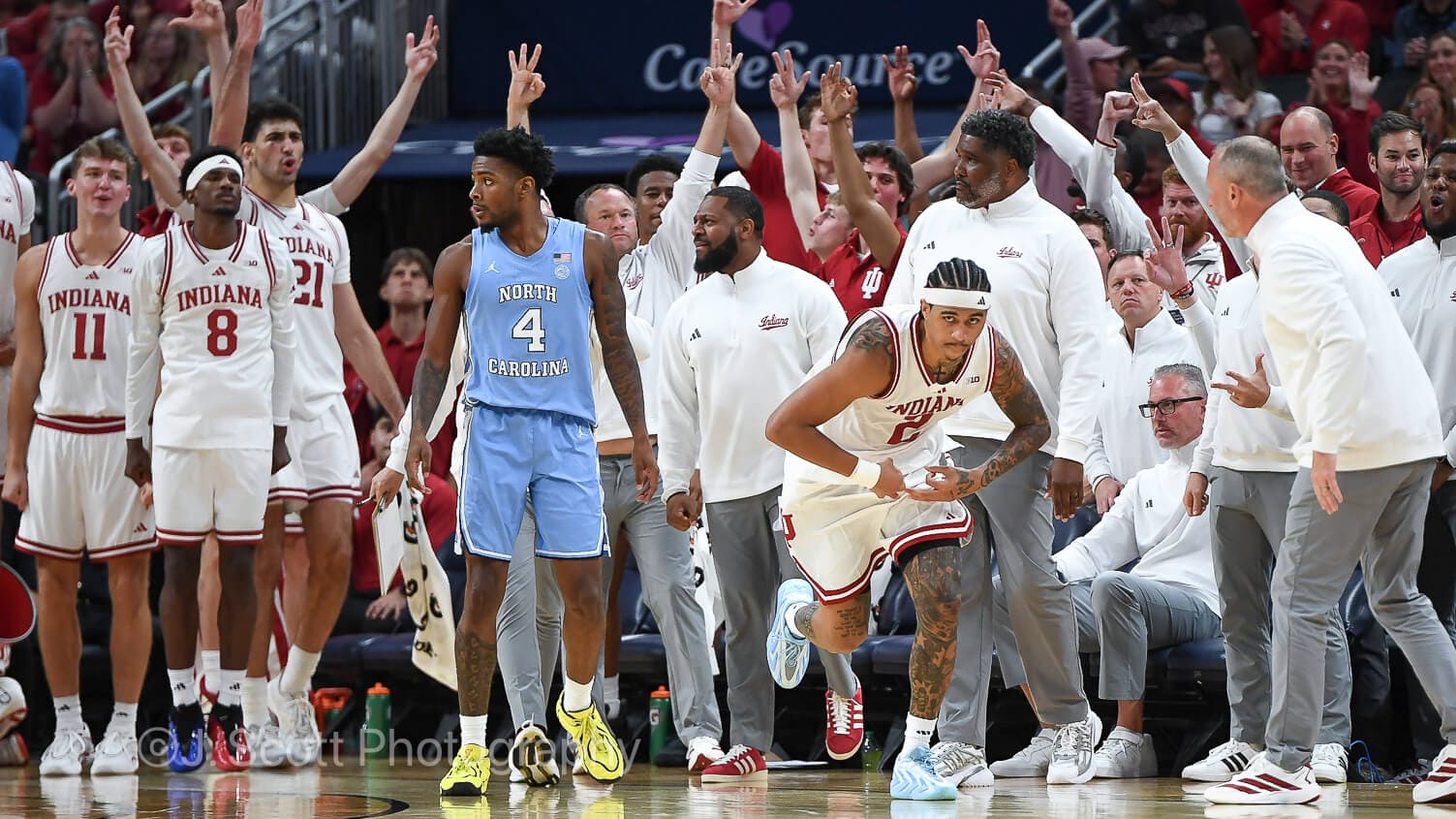 Photos from IU basketball's 76-58 exhibition win against North Carolina at Gainbridge Fieldhouse.