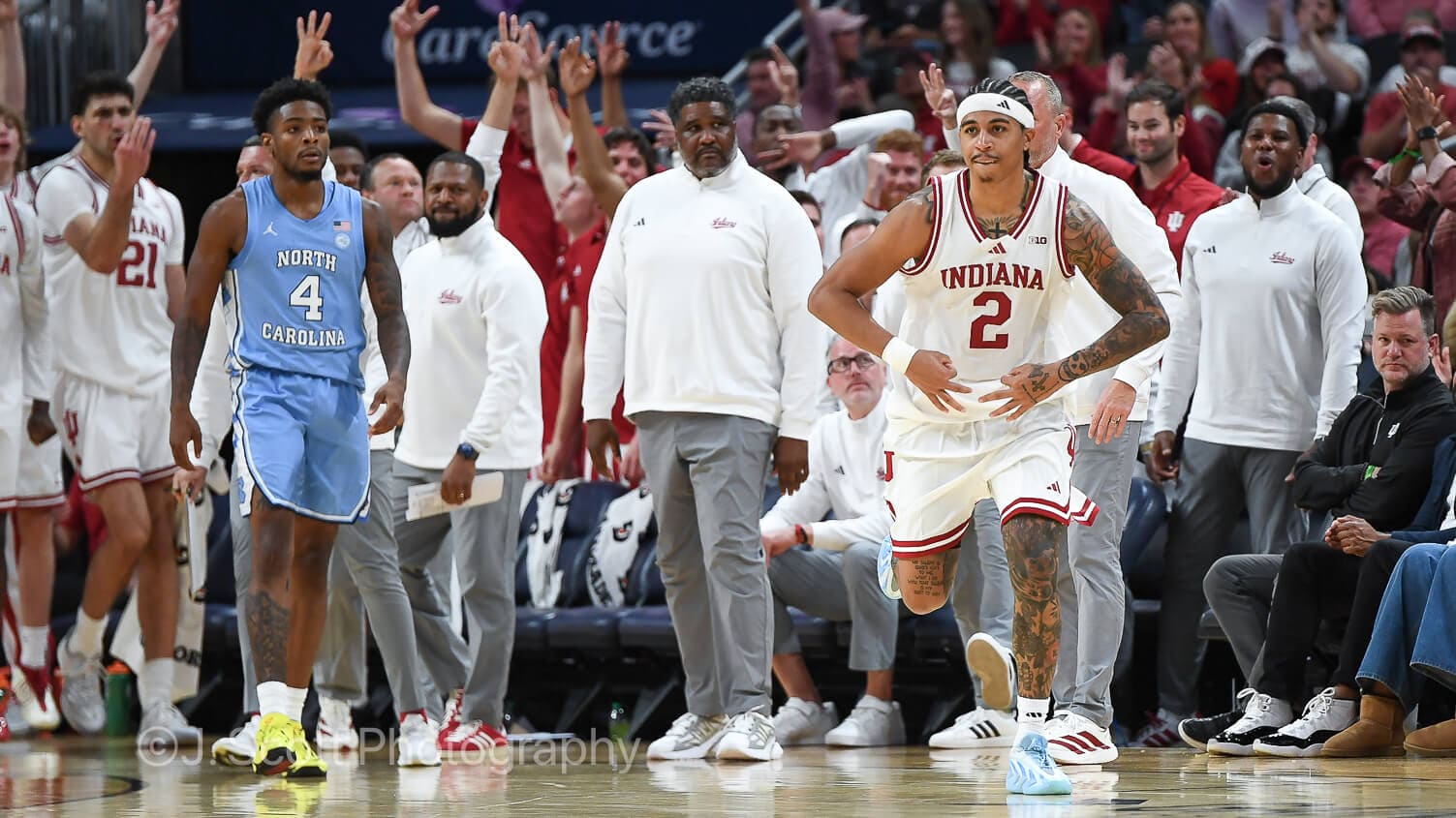 Photos from IU basketball's 76-58 exhibition win against North Carolina at Gainbridge Fieldhouse.